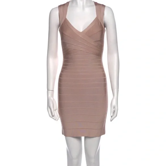 Herve leger sarai mauve baby pink bandage dress - Picture 1 of 5